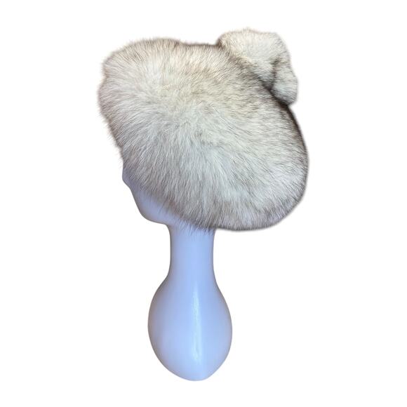 1960s Silver Fox Fur Hat – Mr. Michael Exclusive Pillbox w/ Pom Detail main image 3